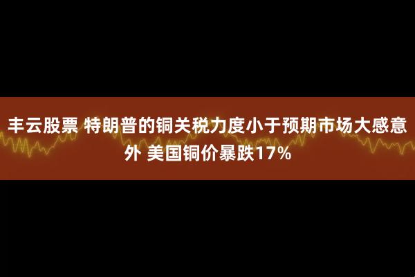 丰云股票 特朗普的铜关税力度小于预期市场大感意外 美国铜价暴跌17%
