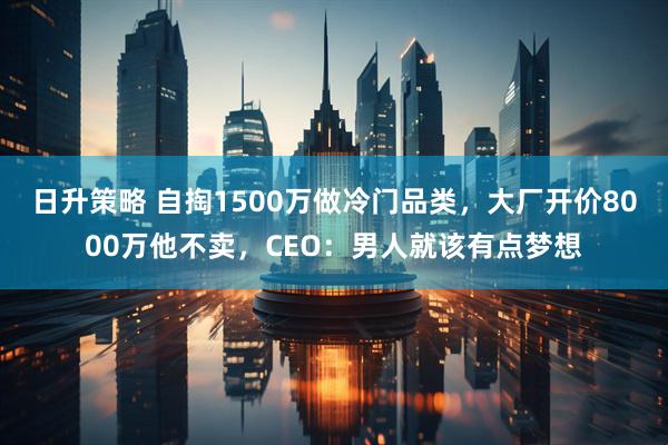 日升策略 自掏1500万做冷门品类,大厂开价8000万他不卖,CEO:男人就该有点梦想